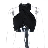LOVEMI Ctop Black / One size Lovemi -  New Sexy Umbilical Halter Neck Cross Tie Blouse