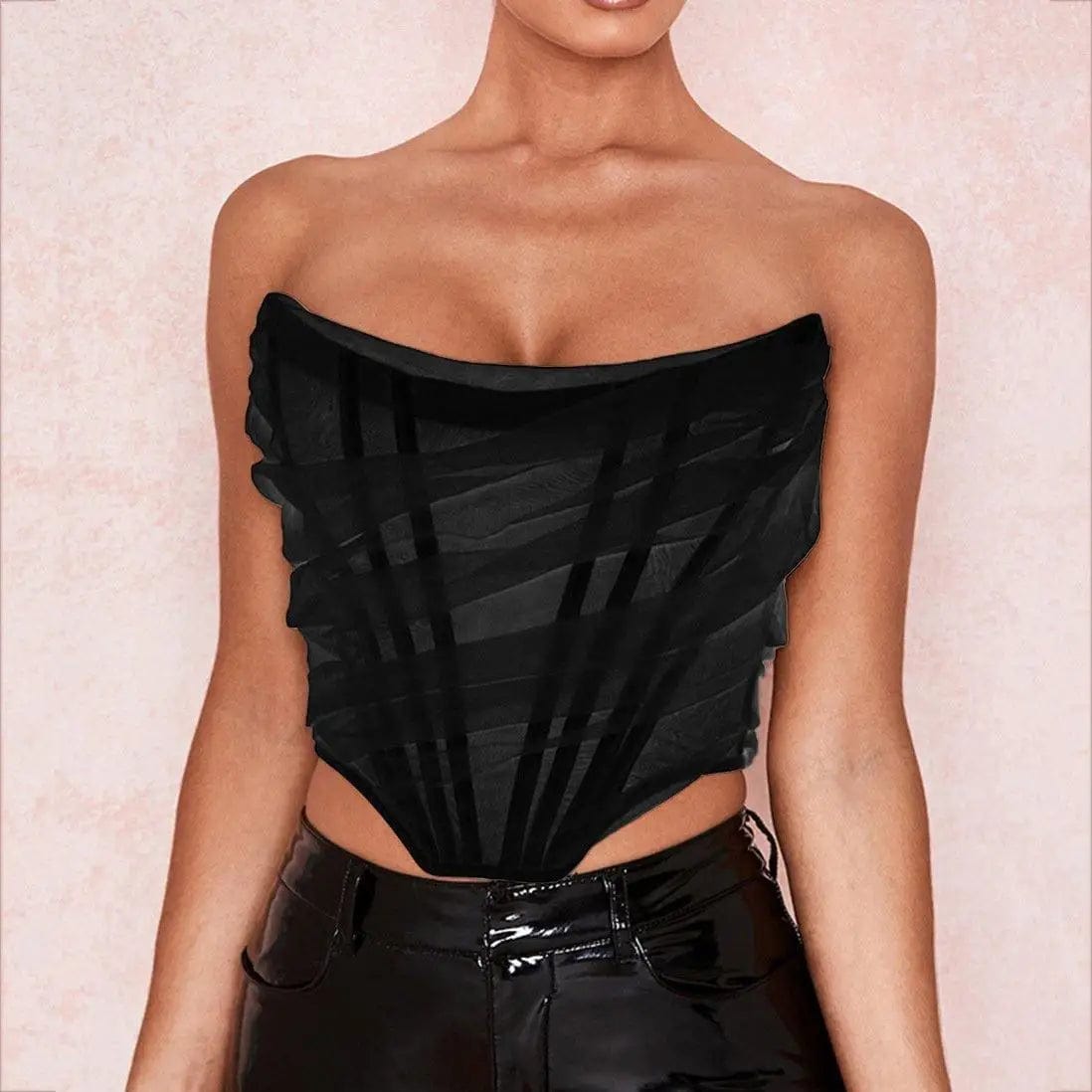 LOVEMI Ctop Black / S Lovemi -  New Women's Fashion Mesh See-through Cropped Short Top Vest
