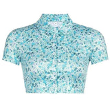 LOVEMI Ctop Blue / S Lovemi -  Girl's Age-reducing Floral Short Cropped Short-sleeved