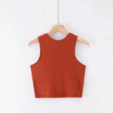 LOVEMI Ctop Brown / S Lovemi -  Solid Color Sleeveless Bottoming Vest Top