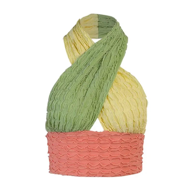 LOVEMI  Ctop Colorful / S Lovemi -  Patchwork Hollow Out Knit Crop Top Women