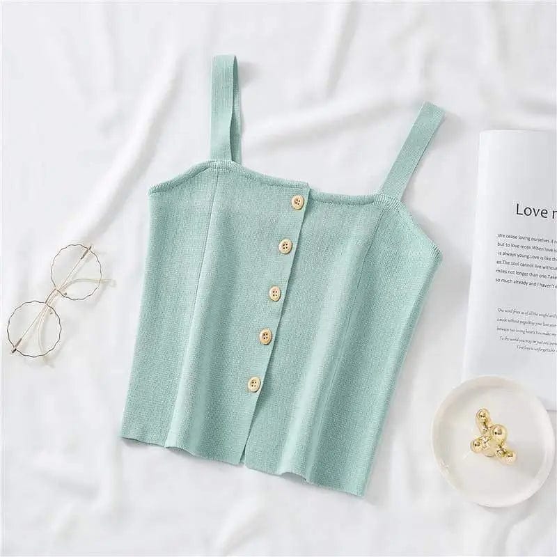 LOVEMI Ctop Green / One size Lovemi -  Single-breasted Slim-fit Short Base Shirt
