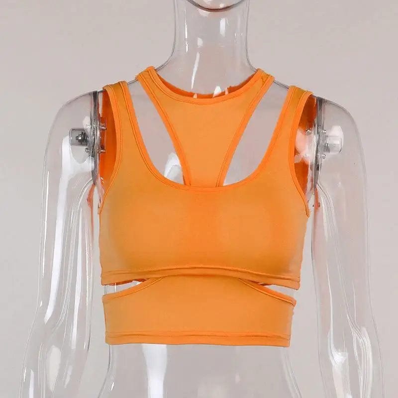 LOVEMI Ctop Orange / XS Lovemi -  Sexy Sleeveless Hollow Front And Back Sports Vest