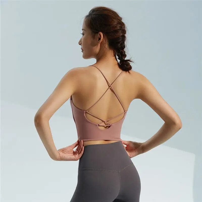 LOVEMI  Ctop Pink / S Lovemi -  Vest Crossover Thin Female Small Chest Yoga Cross-Border