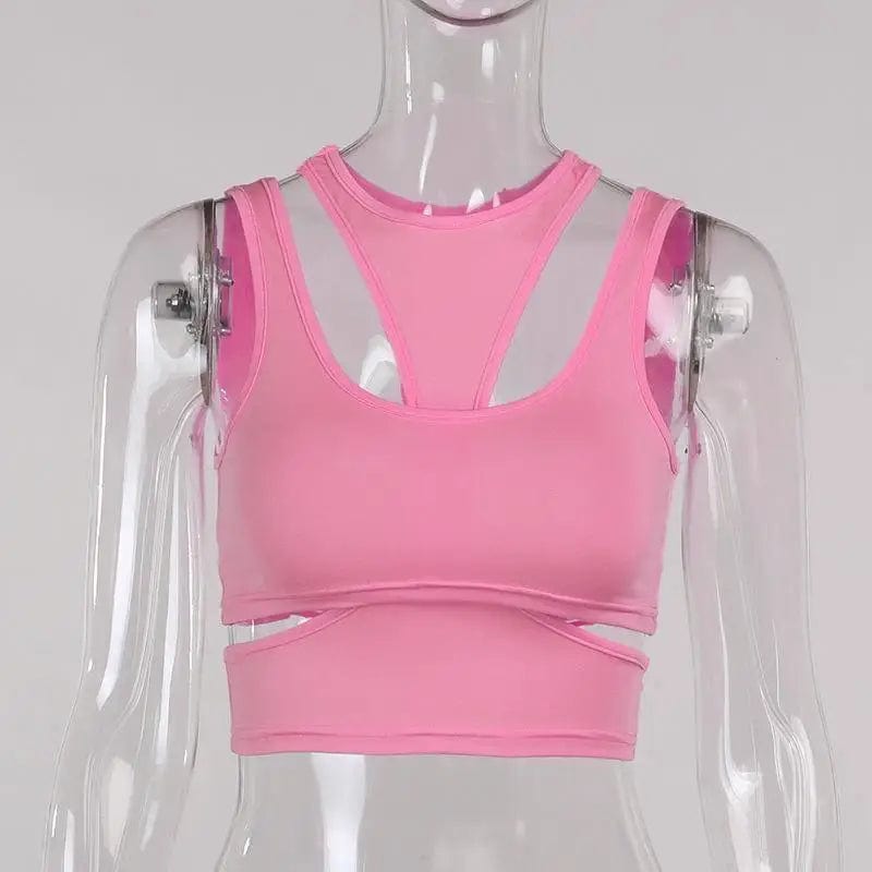 LOVEMI Ctop Pink / XS Lovemi -  Sexy Sleeveless Hollow Front And Back Sports Vest