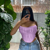 LOVEMI Ctop Purple / S Lovemi -  New Women's Fashion Mesh See-through Cropped Short Top Vest