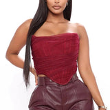 LOVEMI Ctop Red / S Lovemi -  New Women's Fashion Mesh See-through Cropped Short Top Vest