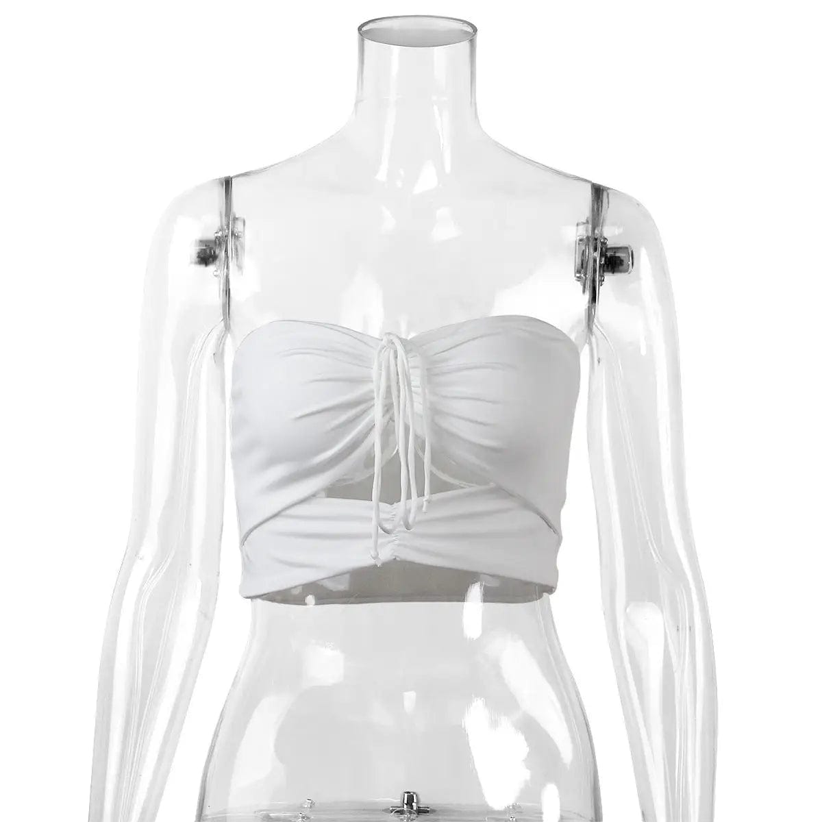 LOVEMI  Ctop White / XS Lovemi -  Versatile Solid Color Drawstring Wrap Chest Top For Women