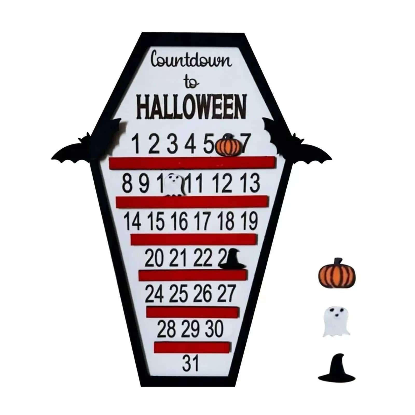 LOVEMI  Décoration Halloween B Lovemi -  Wooden Halloween Calendar Number Card Countdown Ornaments