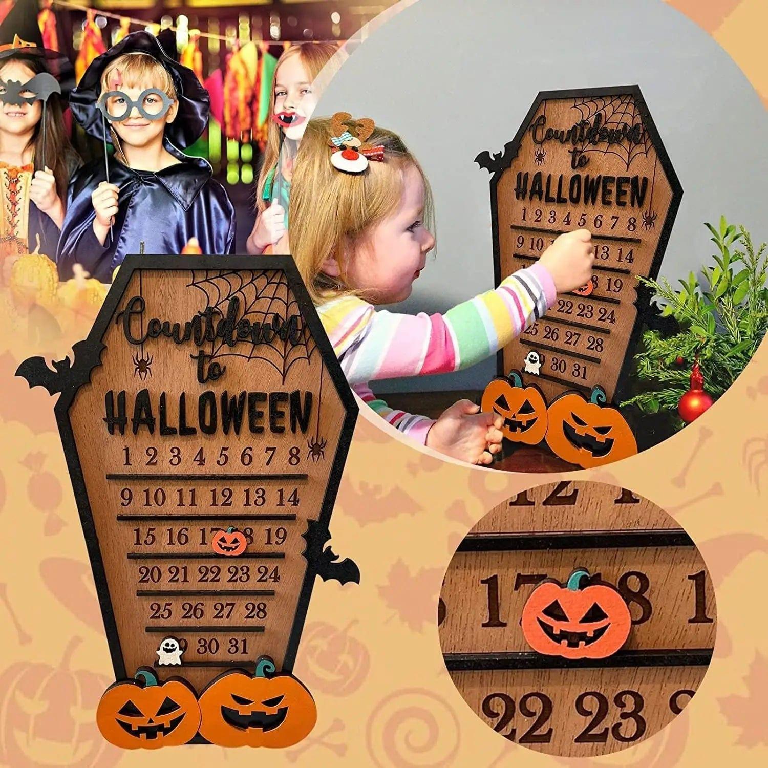 LOVEMI  Décoration Halloween Lovemi -  Wooden Halloween Calendar Number Card Countdown Ornaments