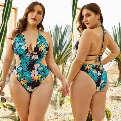 Deep V big backless one-piece swimsuit-1