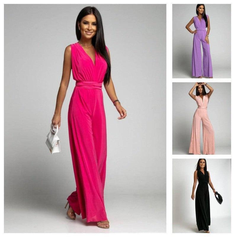 Deep V-neck Sleeveless Backless Siamese Suit 2XL / Skin Color-1