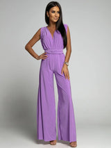 Deep V-neck Sleeveless Backless Siamese Suit 0 LOVEMI  S Purple 