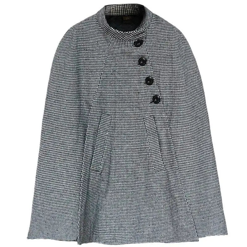 LOVEMI - Design Wool Cape Lace-up Collar Coat