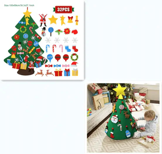 LOVEMI - DIY Felt Christmas Tree With String Lights Stereo Christmas