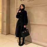 Double-sided woolen thick cashmere woolen coat-Black-5