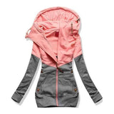 LOVEMI - Double Zip Colorblock Hooded Long Sleeve Plus Velvet Jacket