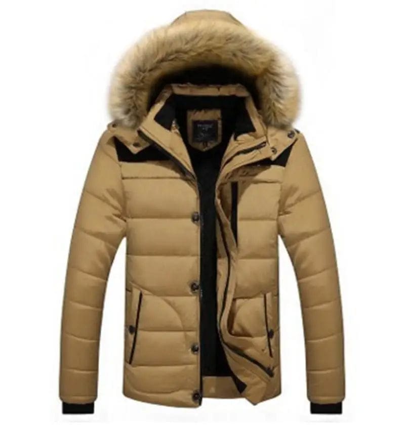LOVEMI Down Jackets Khaki / L Lovemi -  Men's fur collar hooded cotton jacket