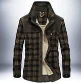 LOVEMI Down Jackets Light Military / 58 4XL Lovemi -  Men's plus velvet long-sleeved plaid shirt cotton warm