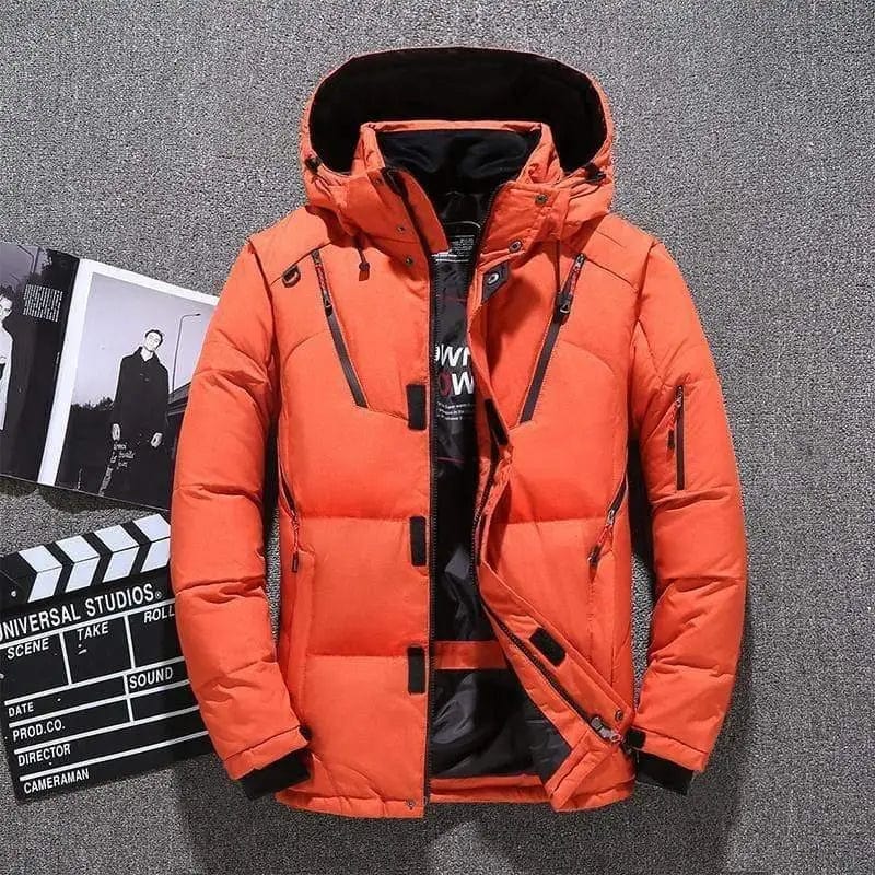LOVEMI Down Jackets Orange / USA XL Lovemi -  Winter Thick Men Jacket Solid Hooded Coats Hat Detachable