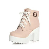 EAVE CAT 3 Color Winter Lace-Up Sexy Women Boots Fashion-Pink-1