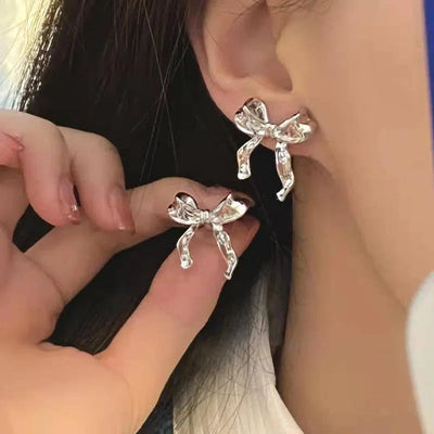 Bow Earrings Simple Style Fashionable And Versatile Earrings-5