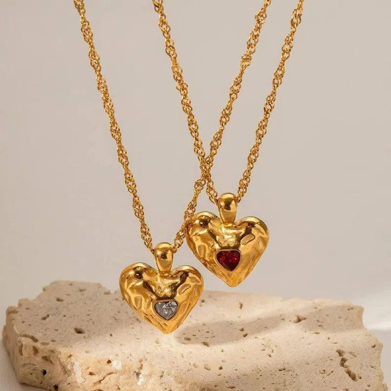 Alloy Heart-shaped Necklace With Diamond Fashion INS Style Necklace Love Valentine's Day-1