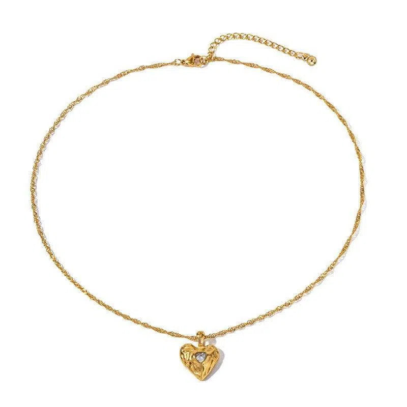 Alloy Heart-shaped Necklace With Diamond Fashion INS Style Necklace Love Valentine's Day-5