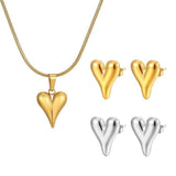 Elegant Heart Jewelry Set: Necklace & Earrings-5