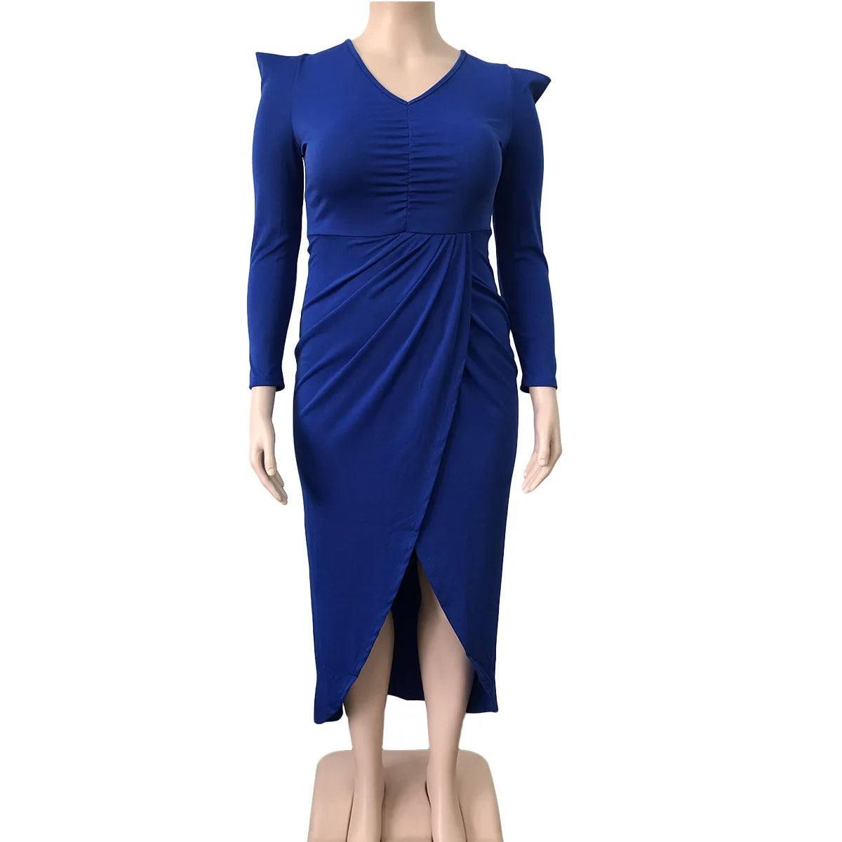Elegant Plus-Size Blue Wrap Dress Styles-6