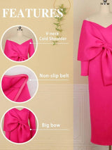 Elegant Plus-Size Pink Bow Dress for Special Occasions-2