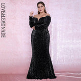 LOVE&LEMONADE Plus Size Rose Gold Deep V-Neck Off-The-Shoulder Bodycon Elastic Sequins Maxi Dress LM80273PLUS-7