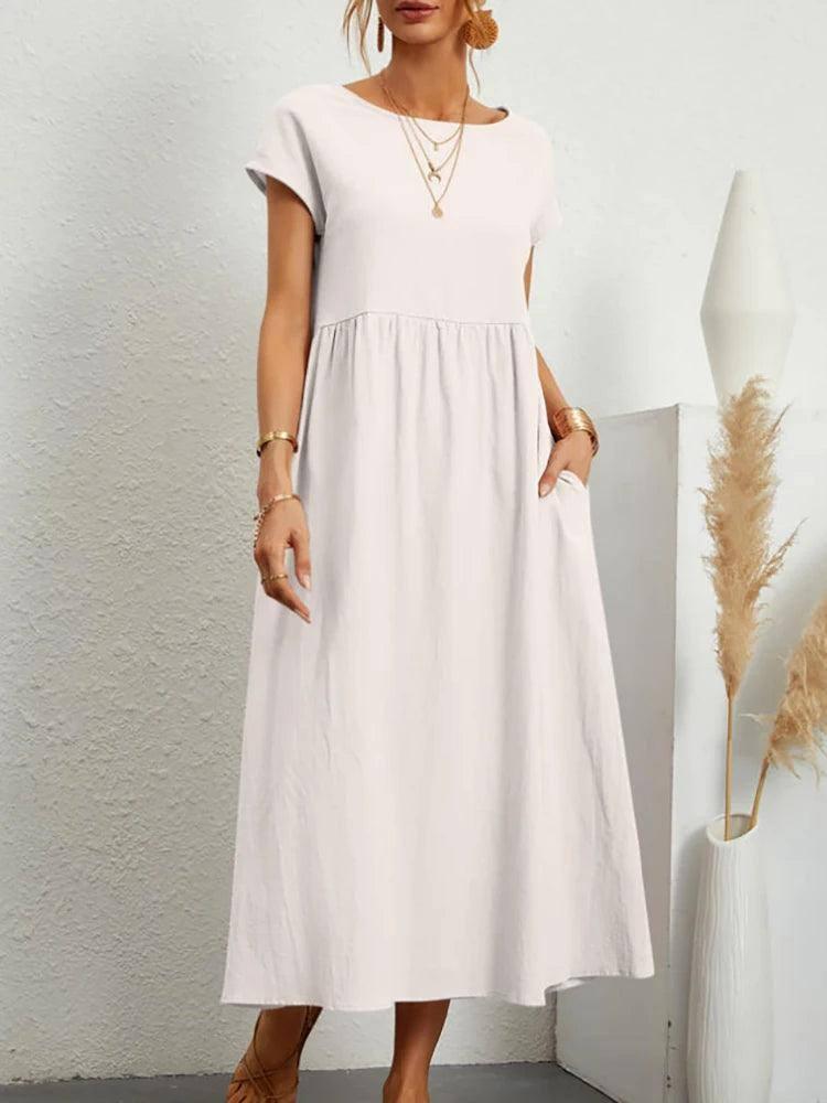 Stylish Comfy Cotton Dresses for Every Occasion-White-5