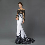Embroidered Lace Maxi Dress With Fishtail Slim Tail Black And White / Us2 Evening Dresses