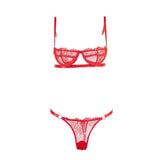 Embroidered lace sexy bra lingerie flower bra-Red-3