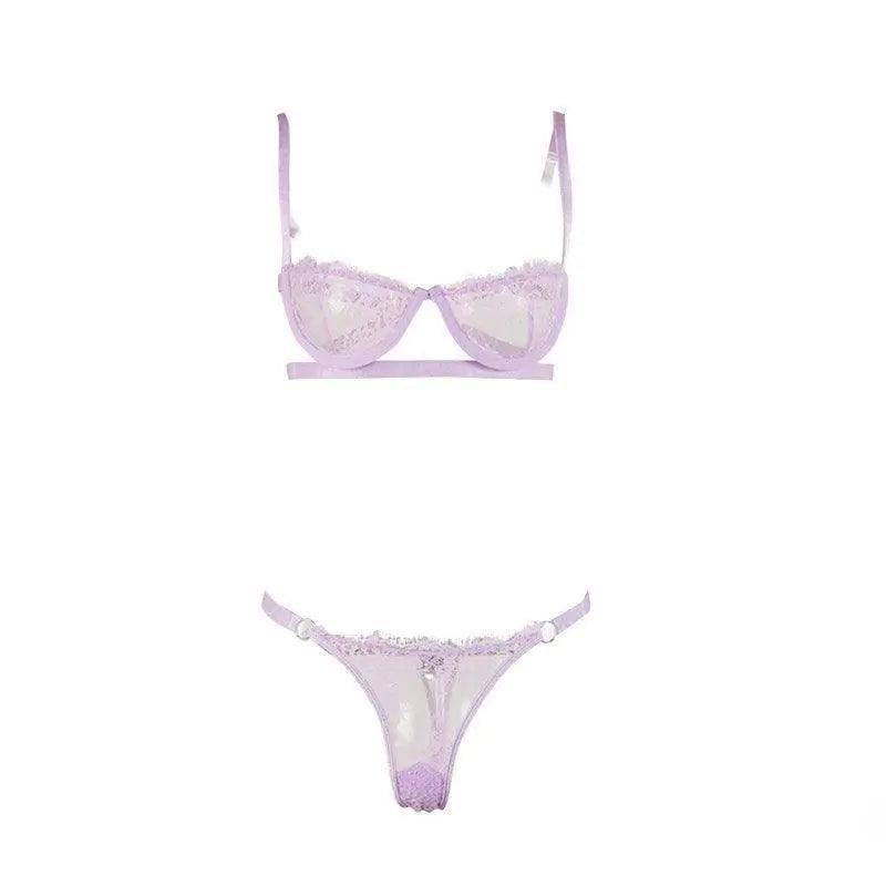 Embroidered lace sexy bra lingerie flower bra-Purple-8