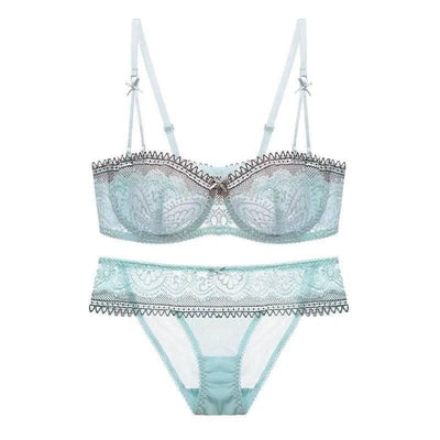 Ensemble lingerie en dentelle-Mintblue-3