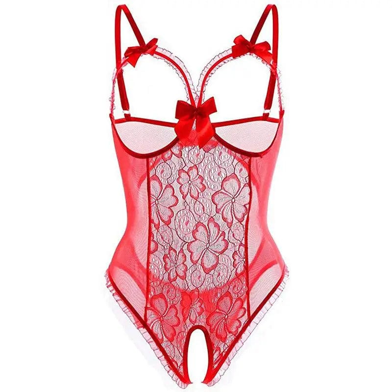 LOVEMI  Erotic lingerie 2XL / Red Lovemi -  Transparent Lace Lingerie, Teddy, Open Cap, Bow Tie, Sexy,