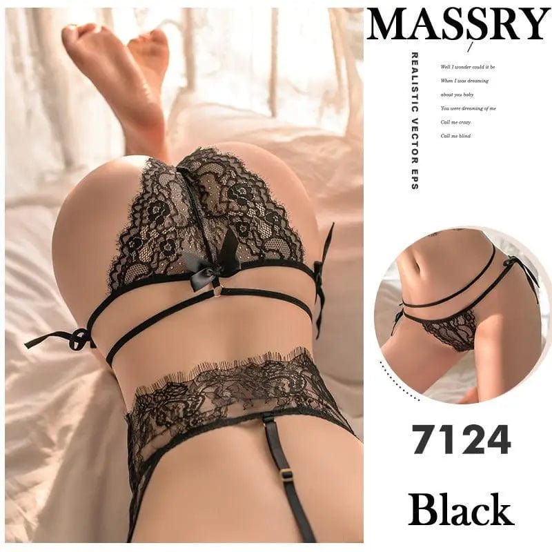 LOVEMI  Erotic lingerie 7124black / One size Lovemi -  Sexy Lingerie Non-open File Lace Panties