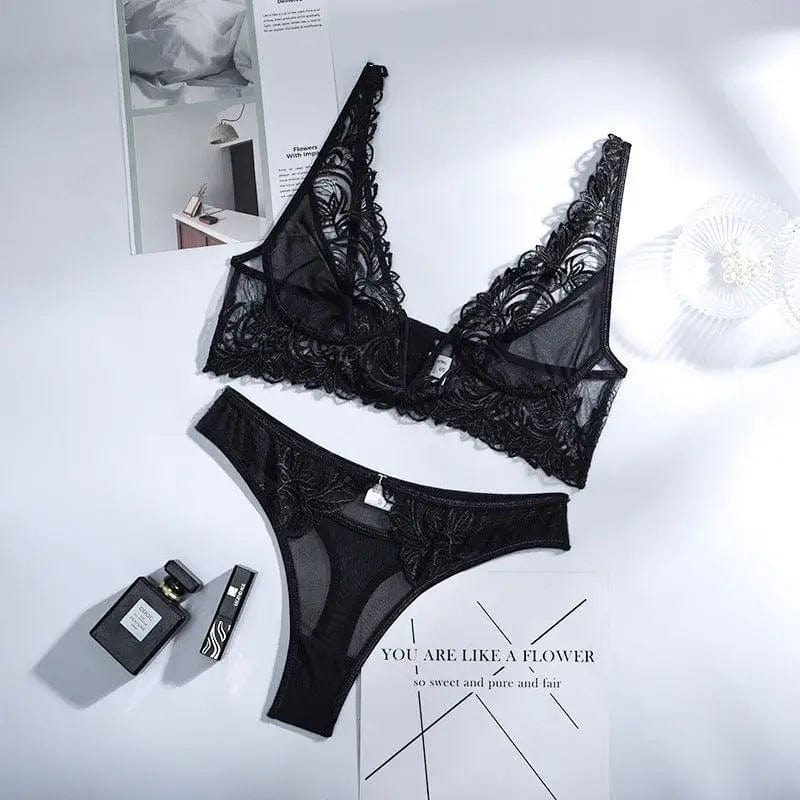 LOVEMI  Erotic lingerie Black / S Lovemi -  Fashion Lace V-neck Perspective Split Body Shaping Lingerie