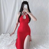 LOVEMI - Erotic Lingerie Sexy Deep V Transparent Slit Long Skirt