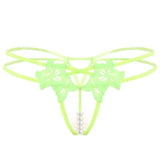 Erotic Lingerie Sexy Embroidered Women's Thong-Green-8