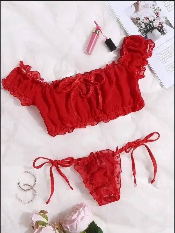 European and American Erotic Lingerie Sexy Women's Strapless-Red-4