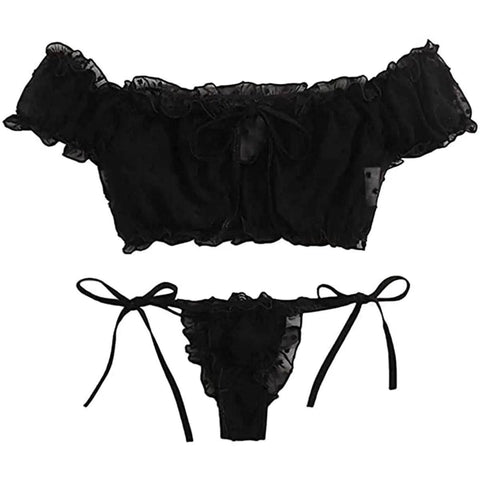 European and American Erotic Lingerie Sexy Women's Strapless-Black-7