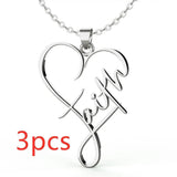 European And American Necklace Heart Of Faith Pendant-Silver-4