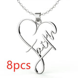 European And American Necklace Heart Of Faith Pendant-Silver-8