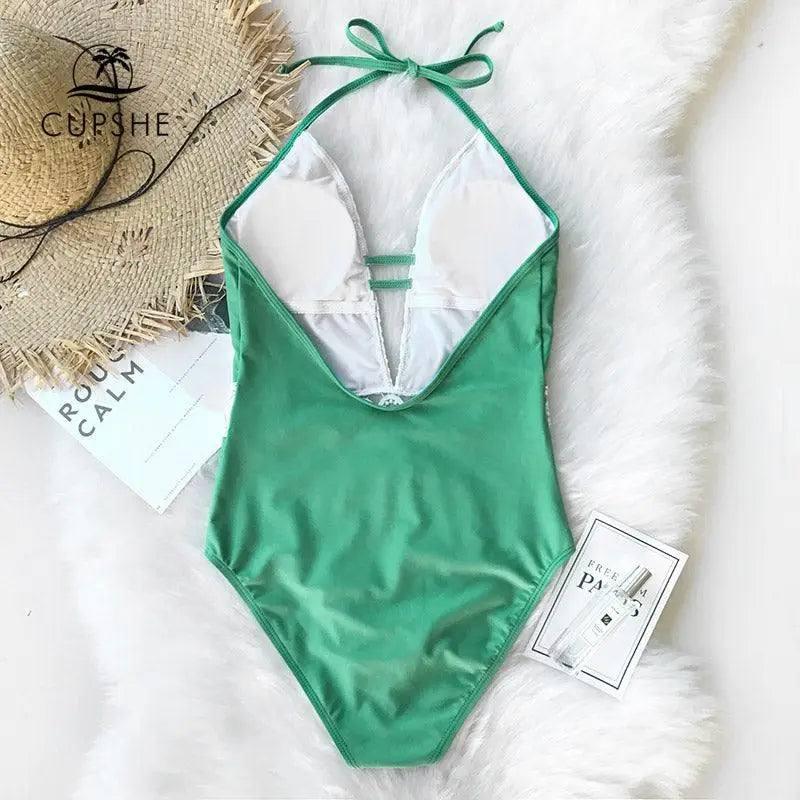 European and American sexy deep V bikini-Green-4