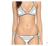 European and American shark teeth handmade crochet swimsuit-White-1