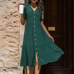 European And American Solid Color Summer Dress-2