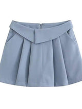 European And American Style College Style High Waist Pleated-2